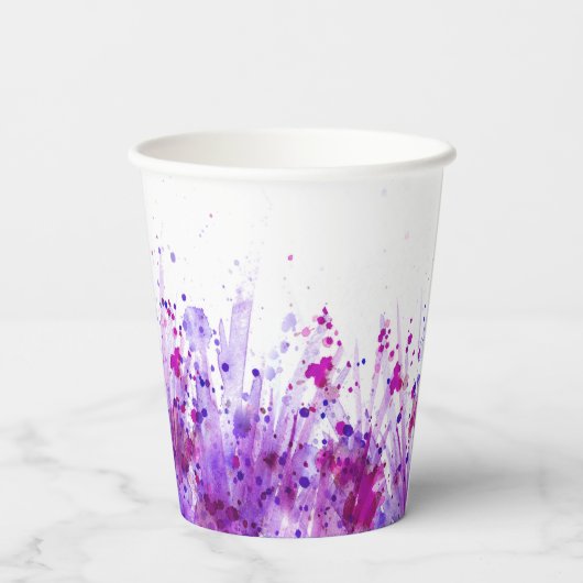 Gobelets En Papier Mauve herbe éclaboussée aquarelle art mariage tass (Verso)