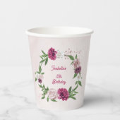 Gobelets En Papier mauve rose fleurs bordeaux verdure (Recto)