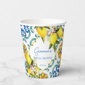 Gobelets En Papier Méditerranée Majolica tuiles citrons douche nuptia (Verso)