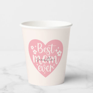 Gobelets En Papier Meilleure maman jamais - Coeur rose