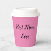 Gobelets En Papier Meilleure maman jamais texte rose (Recto)