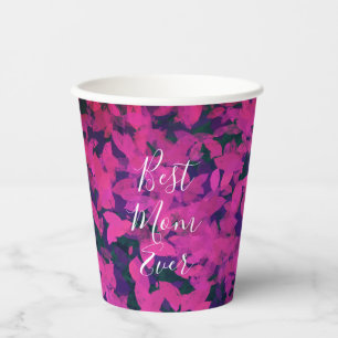 Gobelets En Papier Meilleure Maman Jardin Floral Rose Jamais Peint À