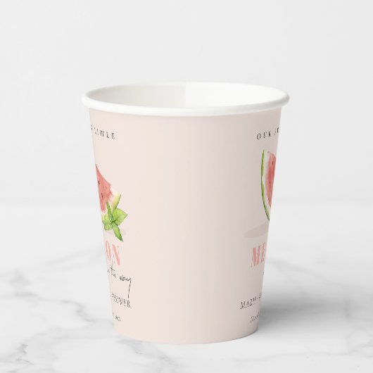 Gobelets En Papier Mélange Notre Petit Melon Baby shower Aquarelle Bl (Gauche)