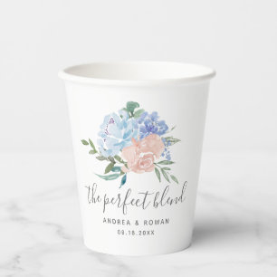 Gobelets En Papier Mélange parfait Dusty Blue et rose Floral