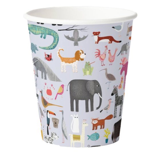 Gobelets En Papier Ménagerie animale amusante