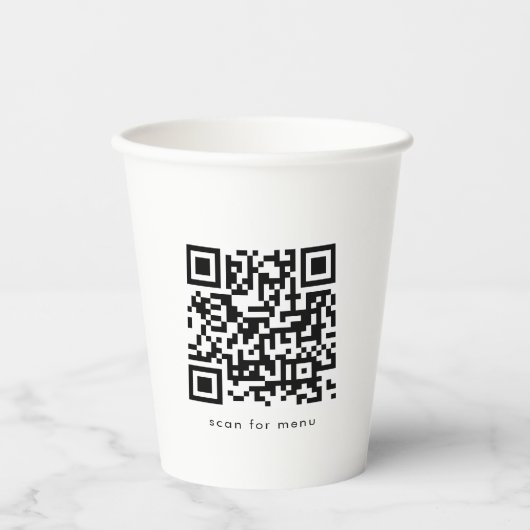 Gobelets En Papier Menu du site Web de code QR professionnel personna (Recto)