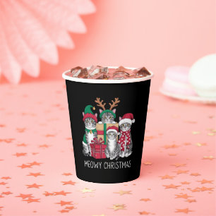 Gobelets En Papier Meowny Noël Chat Noël Xmas Funny Chats Amoureux