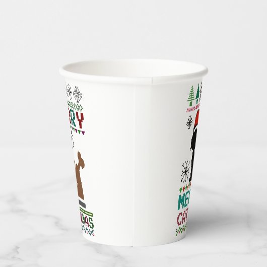 Gobelets En Papier Meowo Catmas Noël Père Noël Chat laide Sweater (Droite)