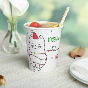 Gobelets En Papier Meowy Christmas Chat Holiday
