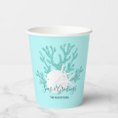 Gobelets En Papier Mer côtière et salutations Noël Plage Aqua Bleu (Verso)