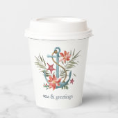 Gobelets En Papier Mer et salutations | Noël nautique (Recto)