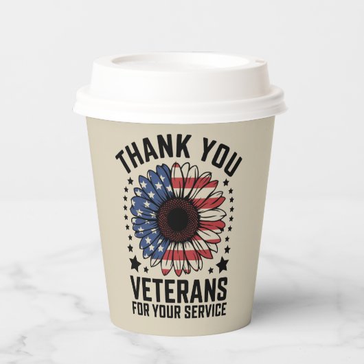 Gobelets En Papier Merci Anciens combattants Tournesol Jour des ancie (Recto)