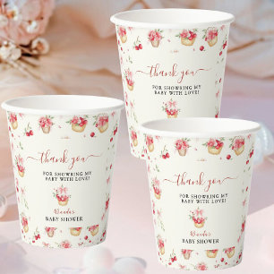 Gobelets En Papier Merci de fleurs de cerise rose Parti rose
