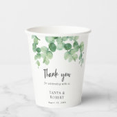 Gobelets En Papier Merci Eucalyptus Vert Sage Élégant Lettres (Recto)