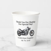 Gobelets En Papier Merci Mariage de moto Date Nom Amour (Verso)
