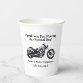 Gobelets En Papier Merci Mariage de moto Date Nom Amour (Recto)