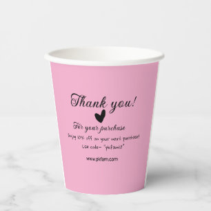 Gobelets En Papier Merci pour l'achat des détails de la famille rose