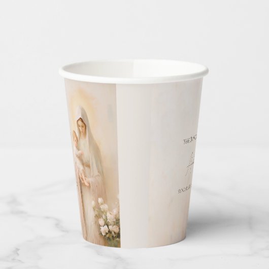 Gobelets En Papier Mère Marie avec Bébé baptême (Gauche)