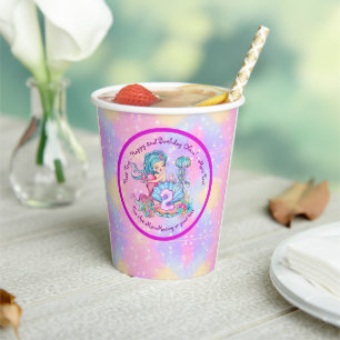 Gobelets En Papier Mermaid 2e anniversaire Modifier Modifier le texte