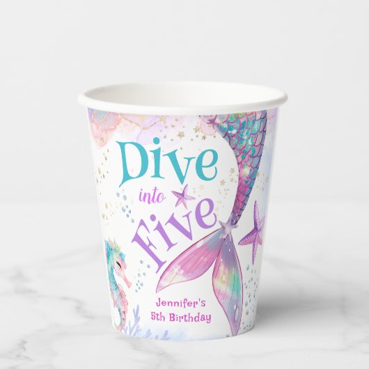 Gobelets En Papier Mermaid 5e anniversaire Plongée dans cinq papiers (Recto)