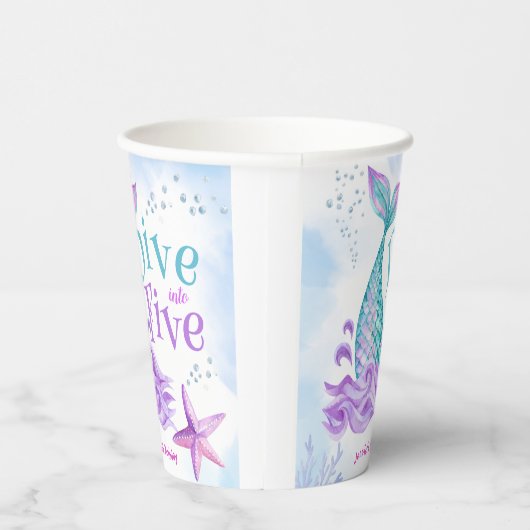 Gobelets En Papier Mermaid 5e anniversaire Plongée en cinq (Droite)
