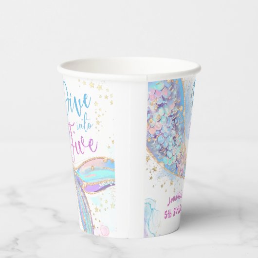 Gobelets En Papier Mermaid 5e anniversaire Plongez dans cinq tasses d (Droite)