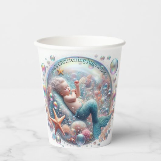 Gobelets En Papier Mermaid Christening (Recto)