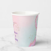 Gobelets En Papier Mermaid Pink Gold Sous La Mer Anniversaire (Gauche)