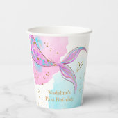 Gobelets En Papier Mermaid Splish Pool Party Fille Anniversaire (Verso)
