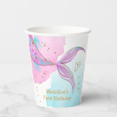 Gobelets En Papier Mermaid Splish Pool Party Fille Anniversaire (Recto)