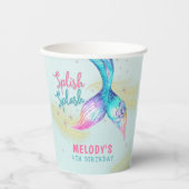 Gobelets En Papier Mermaid Tail Glitter under the sea birthday (Recto)
