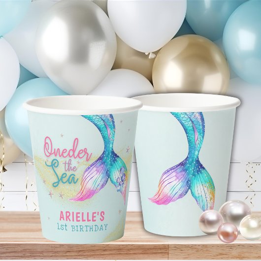 Gobelets En Papier Mermaid Tail Onder the sea 1st birthday