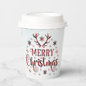 Gobelets En Papier Merry Christmas Snowflakes (Recto)