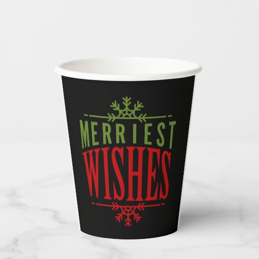 Gobelets En Papier Message de Noël des voeux les plus heureux (Recto)