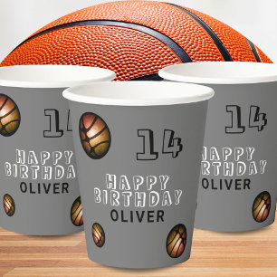 Gobelets En Papier Metallo Orange Basketball Ball Anniversaire