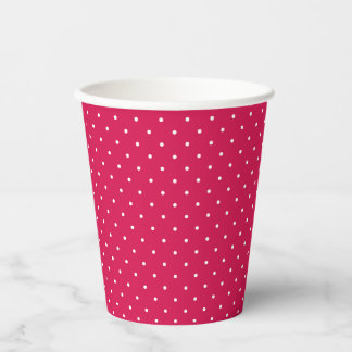Gobelets En Papier Micro pois blanc - Rouge framboise