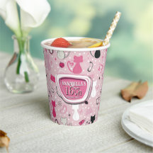 Mid Century Pink Heart Cats Anniversaire