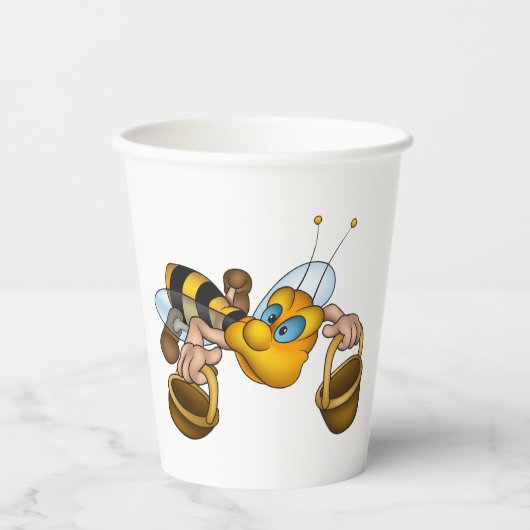 Gobelets En Papier Miel abeille avec paniers Amusants Animation Bee (Recto)