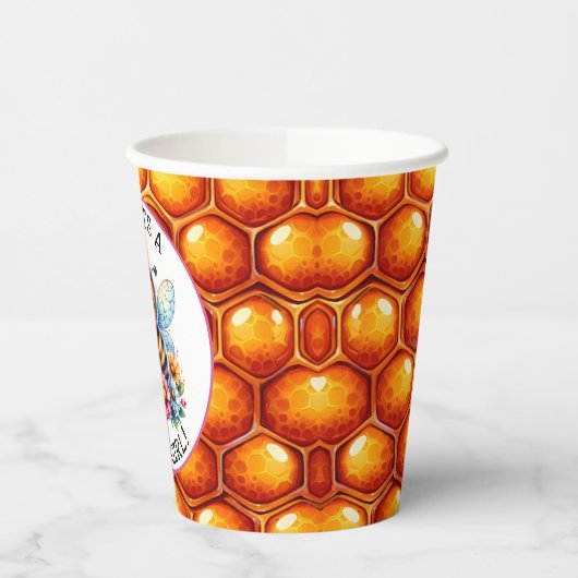 Gobelets En Papier Miel abeille thème Baby shower de fille (Gauche)