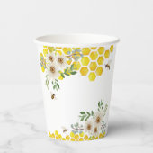 Gobelets En Papier Miel Bee and Daisy Baby shower personnalisé (Verso)