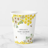 Gobelets En Papier Miel Bee and Daisy Baby shower personnalisé (Recto)
