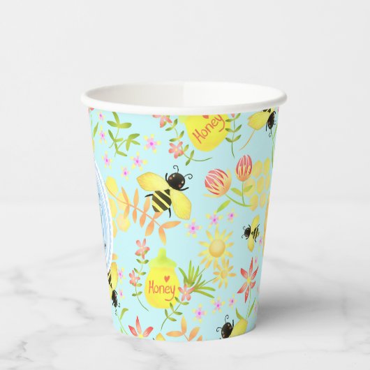 Gobelets En Papier Miel Bee Pastel Bleu (Gauche)