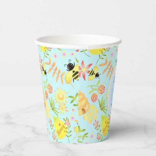 Gobelets En Papier Miel Bee Pastel Bleu (Droite)