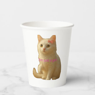 Gobelets En Papier Mignon Chat Je Suis Juste une Fille Coquette Rose