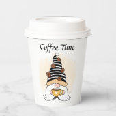Gobelets En Papier mignon heure du café gnome ajouter texte Coupes de (Recto)