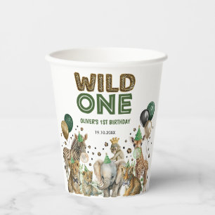 Gobelets En Papier Mignon Jungle Safari Animaux Sauvage Un 1er Annive