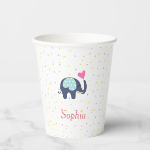 Gobelets En Papier Mignon motif cœur étoiles éléphant trompe pour fil