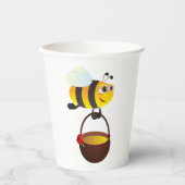 Gobelets En Papier Mignonne Bee transportant un pot de miel avec fleu (Recto)