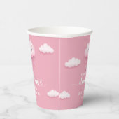 Gobelets En Papier Mignonne blanc nuage rose ciel fille baby shower (Droite)