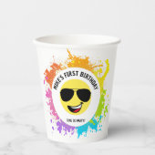 Gobelets En Papier Mignonne Joyeux Visage, Lunettes d'Aviateur, Amusa (Recto)